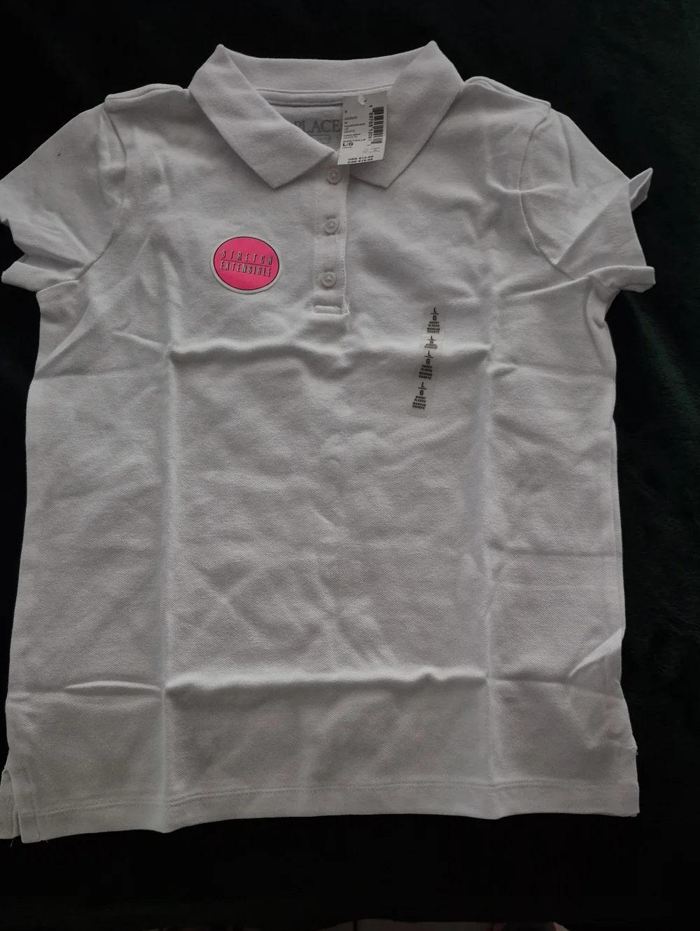 Girls White Polo Shirt with Pink Patch - Unbranded